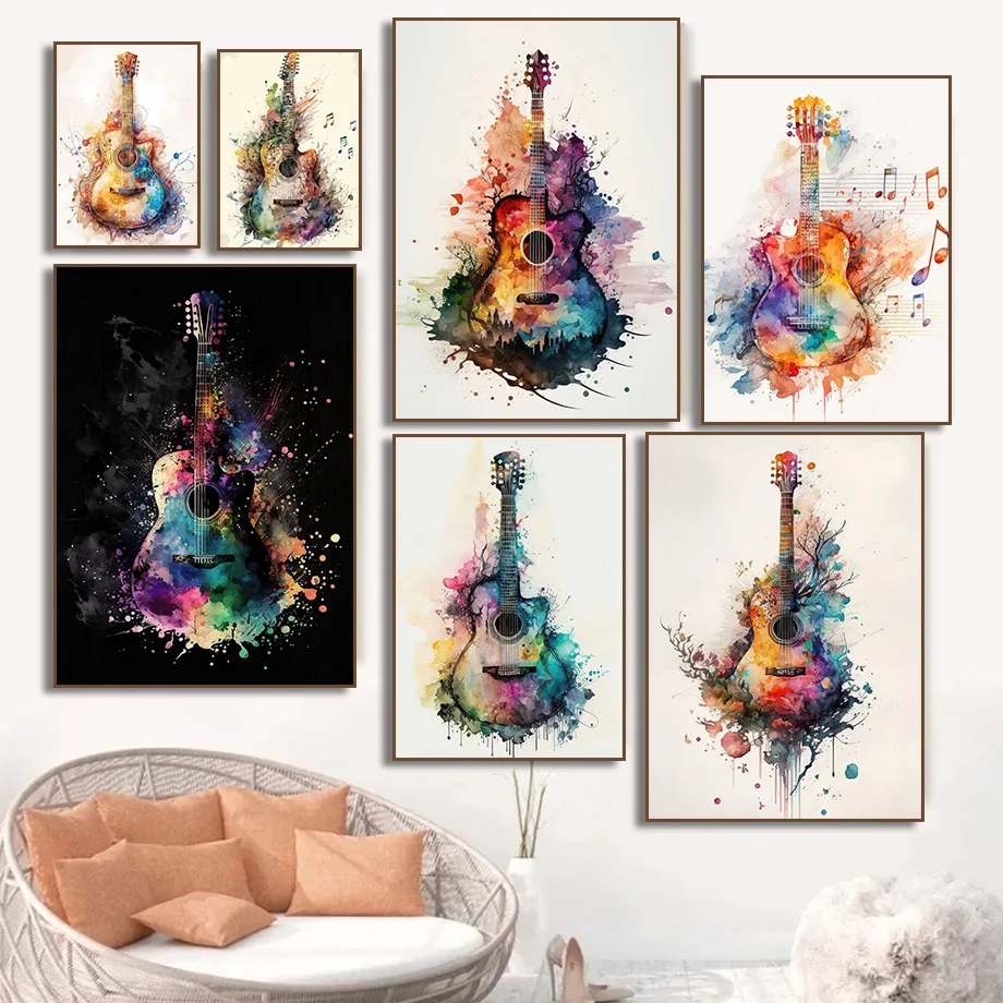 Picture Of Musical Instrument - (Sans cadre) Affiche artistique en aquarelle